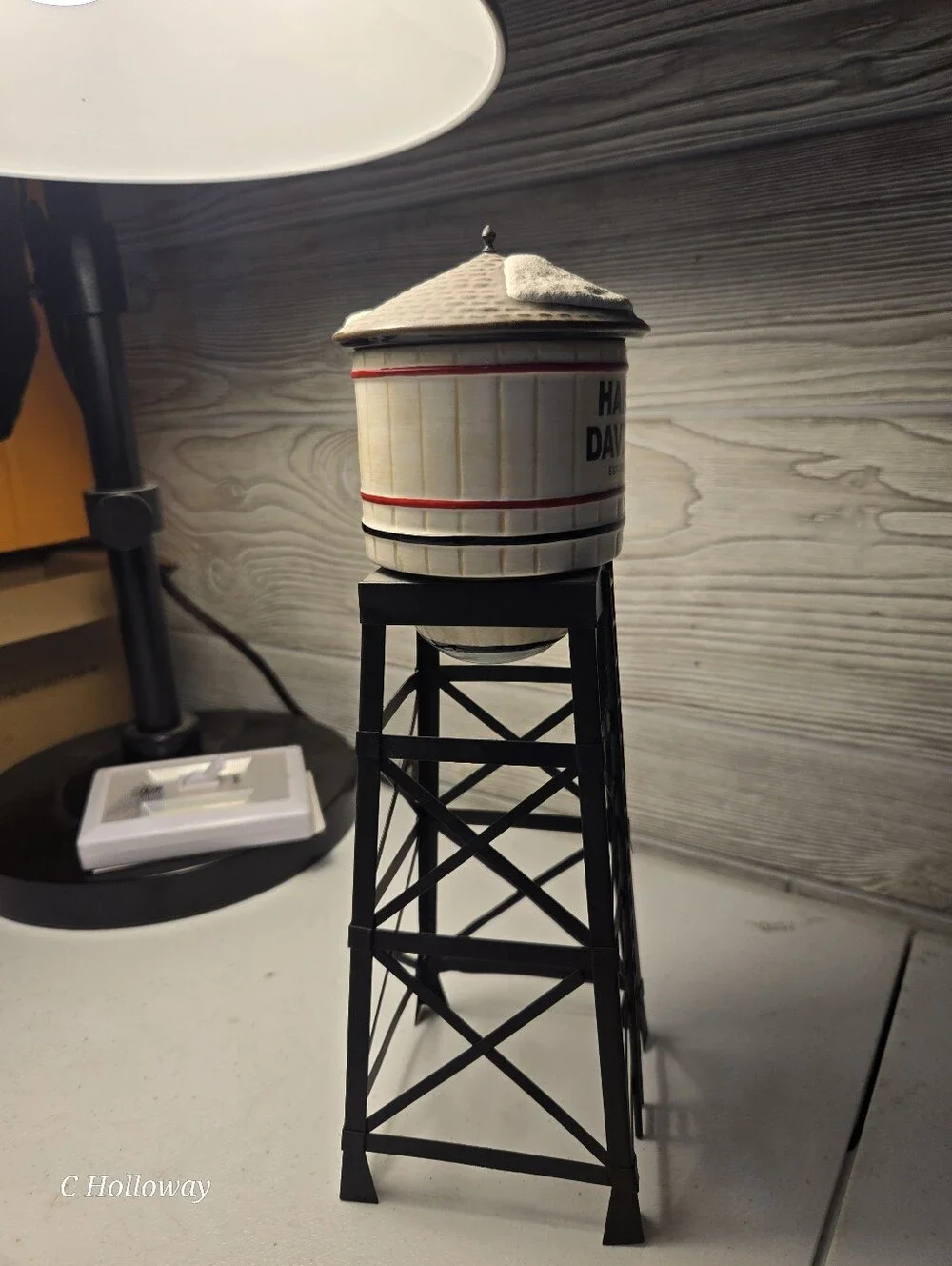 Dept 56 Snow Village Harley-Davidson Water Tower w/Box, Excellent Condition